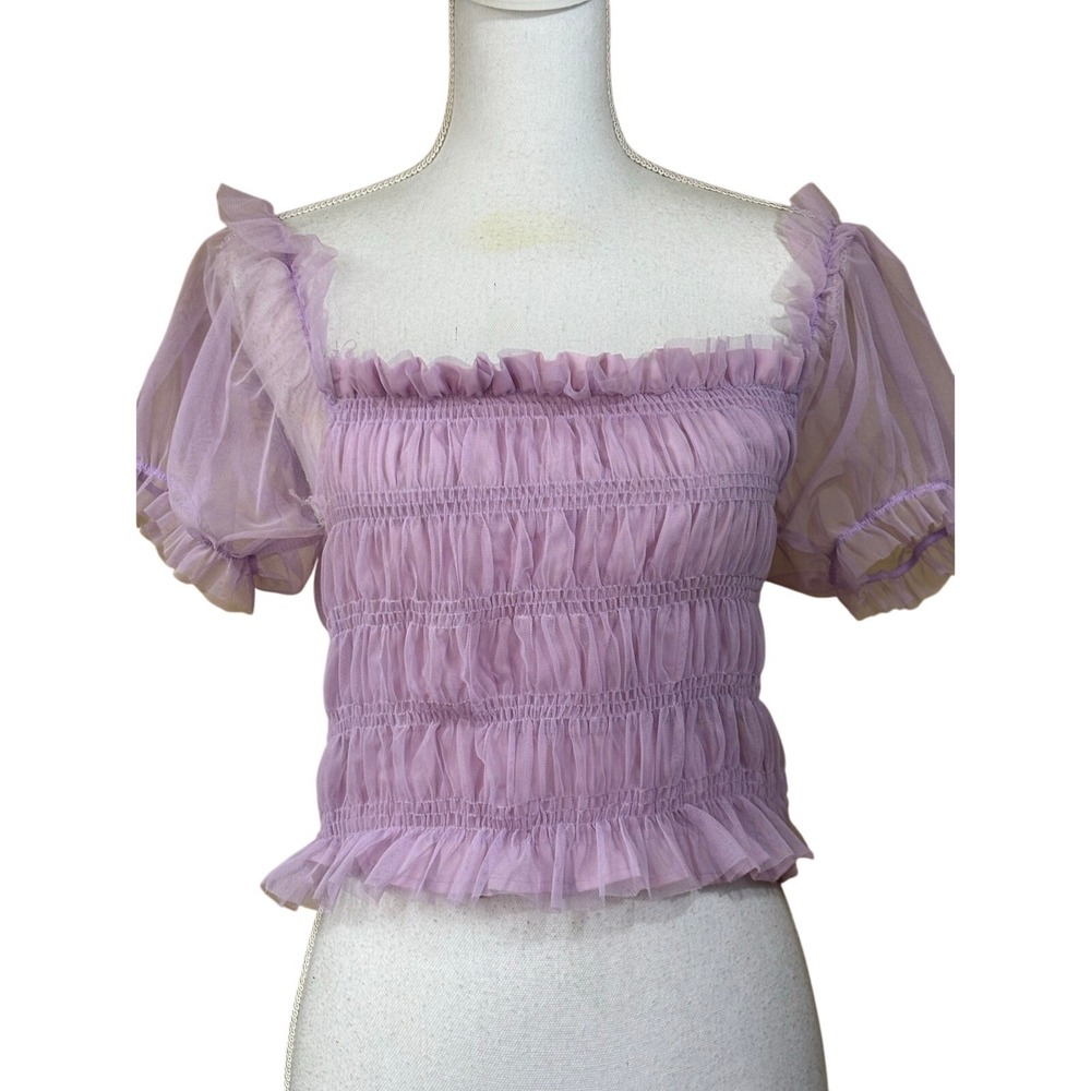Blashe Lavender Smocked Puff Sleeve Top M Romantic Coquette Balletcore Dollcore